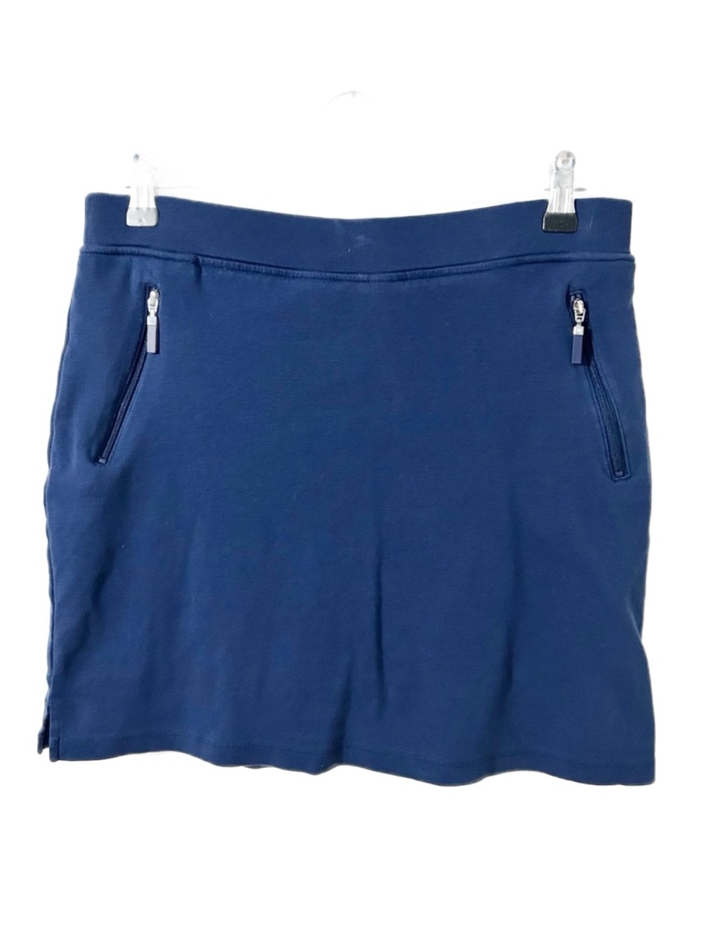 Jones New York Signature Navy Blue Cotton Skort Elastic Waist Zipper Pockets M